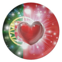 Arrière - plan de coeur de drapeau du Portugal d'a Assiettes Pour Soirée