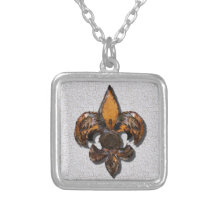 Arrière - plan de Rustic Fleur De Lis Crackle Collier Personnalisé