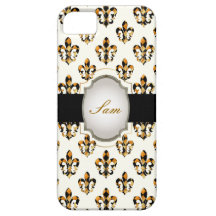 Arrière - plan noir de PixDezines gold fleur de li Étuis iPhone 5