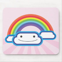 Arrière - plan rose de Kawaii d'arc-en-ciel Tapis De Souris