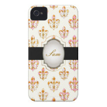 Arrière - plan rose de PixDezines gold fleur de li Coque iPhone 4 Case-Mate