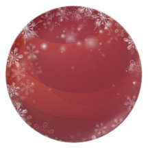 Arrière - plan rouge de neige de Noël Assiette