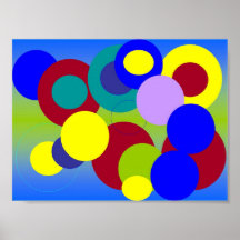 Art abstrait - cercles parmi des nuages affiche