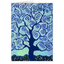 Art abstrait d'arbre bleu cartes de vœux