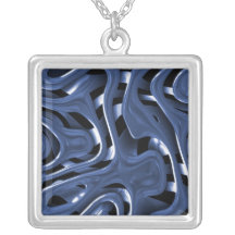 Art abstrait de chrome bleu de Swiryly Collier Personnalisé