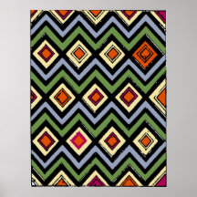 Art abstrait de diamants oranges poster