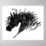Art abstrait de tête de cheval poster