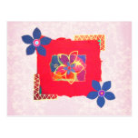 Art abstrait floral rouge cartes postales