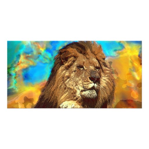 Art Africain-Lion-Numérique Photocartes Personnalisées