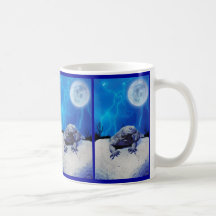 Art bleu d'imaginaire de reptile de dragon de léza tasses à café