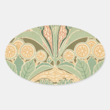 art bontanical fleuri de nouveau d'art de jardin sticker ovale