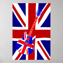 Art britannique 2 de guitare d'Union Jack Posters