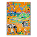 Art Card: Stripy Safari Sunset at the Zoo. Zebras. cartes