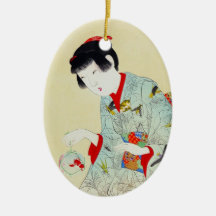 Art classique japonais oriental frais de dame de g décoration de noël