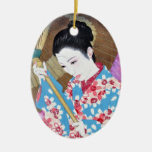 Art classique japonais oriental frais de dame de g décoration pour sapin de noël