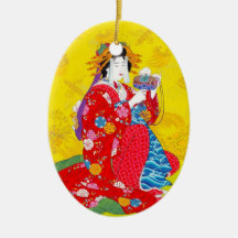 Art classique japonais oriental frais de dame de g décorations pour sapins de noël