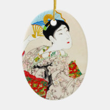 Art classique japonais oriental frais de dame de g décorations pour sapins de noël