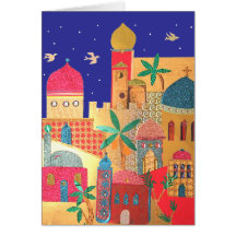 Art coloré de ville de Jérusalem Carte De Vœux