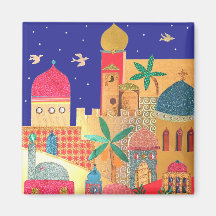 Art coloré de ville de Jérusalem Magnets Pour Réfrigérateur