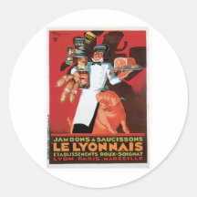 Art d'annonce de nourriture de Pork Ham Le Lyonnai Autocollant Rond