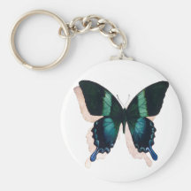 Art d'aquarelle d'insecte "de papillon bleu" porte-clé