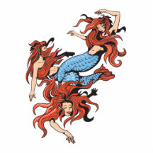 art de bande dessinée de vecteur de trois sirènes photos en relief