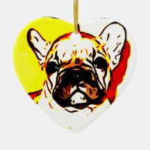 Art de bouledogue français ornement de noël