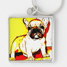 Art de bouledogue français porte-clefs