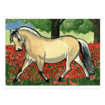 ART de CHEVAL norvégien de fjord Carte Postale
