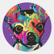 Art de chiwawa autocollant rond
