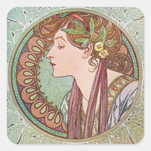 Art de déesse d'Alphonse Mucha Sticker Carré