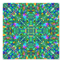 Art de fractale de kaléidoscope de turquoise impression photographique