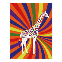 Art de girafe d'arc-en-ciel carte postale