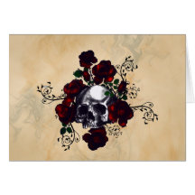 Art de Goth de style de tatouage de crâne et de ro Carte De Vœux