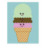 Art de Kawaii de cornet de crème glacée Cartes Postales