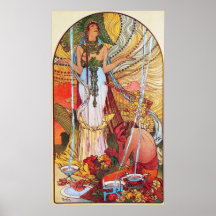 Art de paon d'Alphonse Mucha Affiche