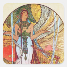 Art de paon d'Alphonse Mucha Autocollants