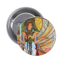 Art de paon d'Alphonse Mucha Badges