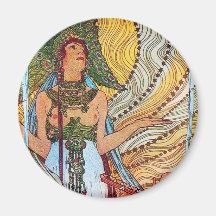 Art de paon d'Alphonse Mucha Aimants Pour Réfrigérateur