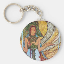 Art de paon d'Alphonse Mucha Porte-clefs