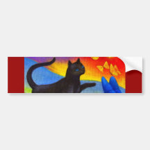 Art de papillons de peinture de chat noir - multi adhésif pour voiture