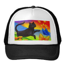 Art de papillons de peinture de chat noir - multi casquettes