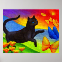 Art de papillons de peinture de chat noir - multi affiches