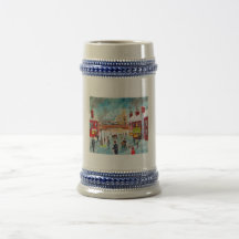 Art de peinture à l'huile de train d'hiver de scèn tasse