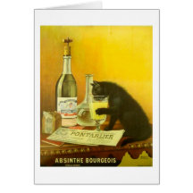 Art de poster vintage de bourgeois et de chat d'ab carte