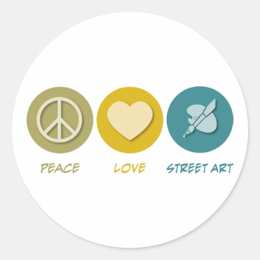 Art de rue d'amour de paix autocollant rond
