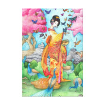Art de toile enveloppé par geisha "de Maiko d'été" Toile Tendue Sur Châssis