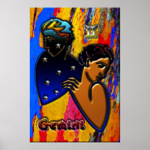 Art de zodiaque de Gémeaux Poster