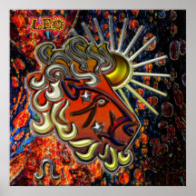 Art de zodiaque de Lion Poster