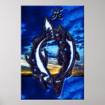 Art de zodiaque de Poissons Poster